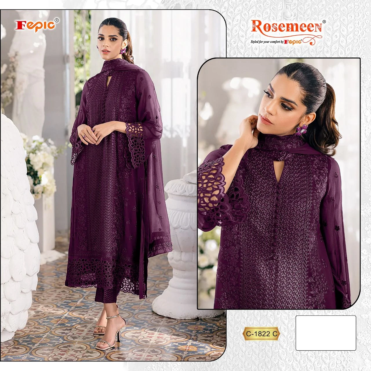 Fepic C 1822 Abc Georgette Wholesale Pakistani Salwar Suit Catalog — Wholesale Pakistani Suits, MPA wholesale from Surat - Gallery Image 5